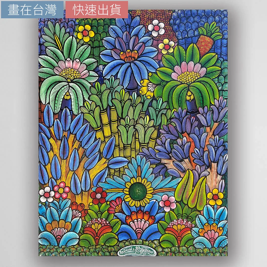 非洲藝術畫作《叢林之心 V115》坦尚尼亞畫家 David Mzuguno 手繪 - 凡卡藝廊