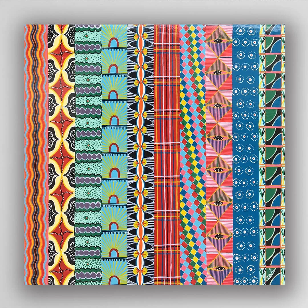 非洲藝術畫作《非洲花布 U319》坦尚尼亞 tinga tinga畫家 Zachi 手繪 - 凡卡藝廊
