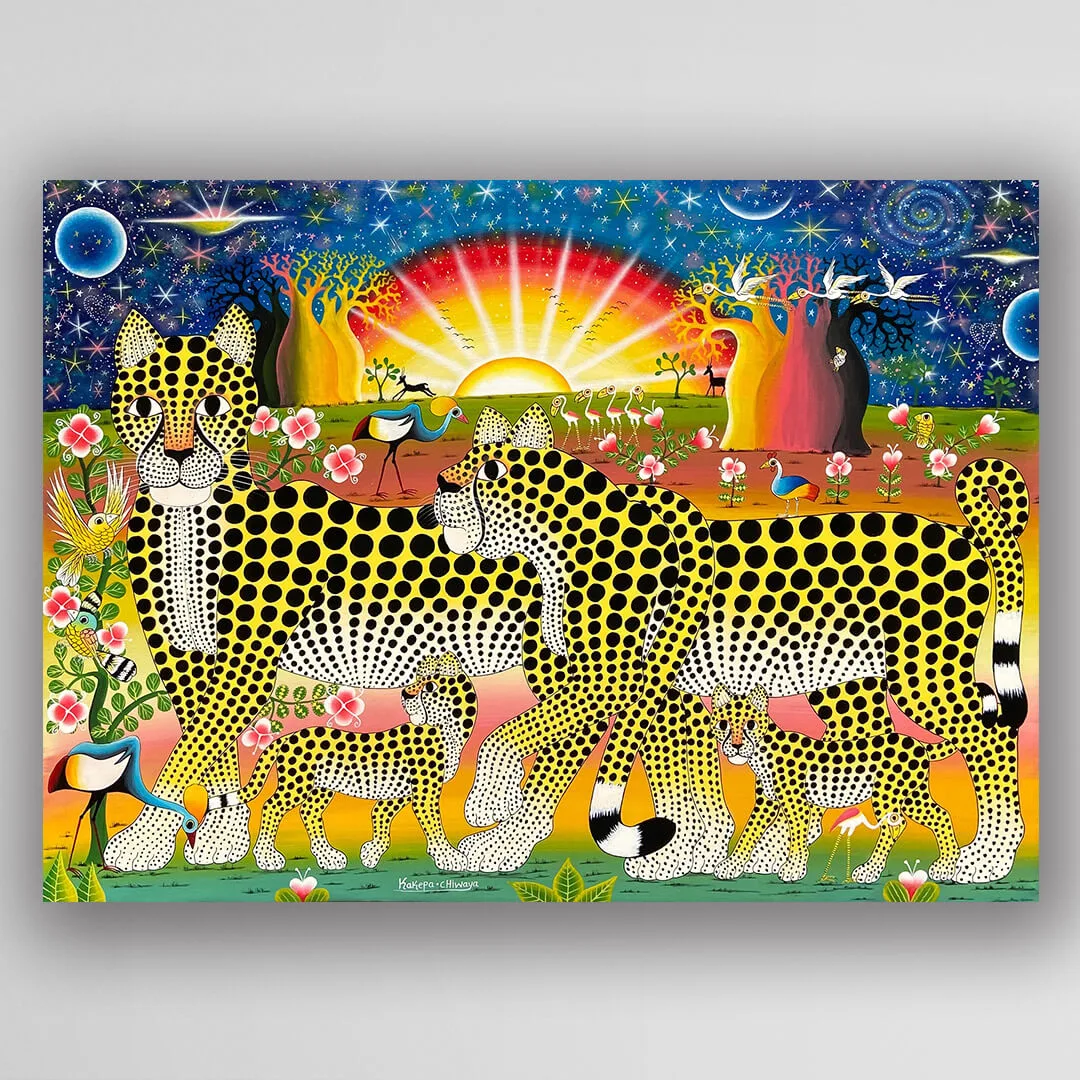 非洲藝術畫作《獵豹之家 V179》坦尚尼亞 tinga tinga 畫家 Kakepa 手繪 - 凡卡藝廊