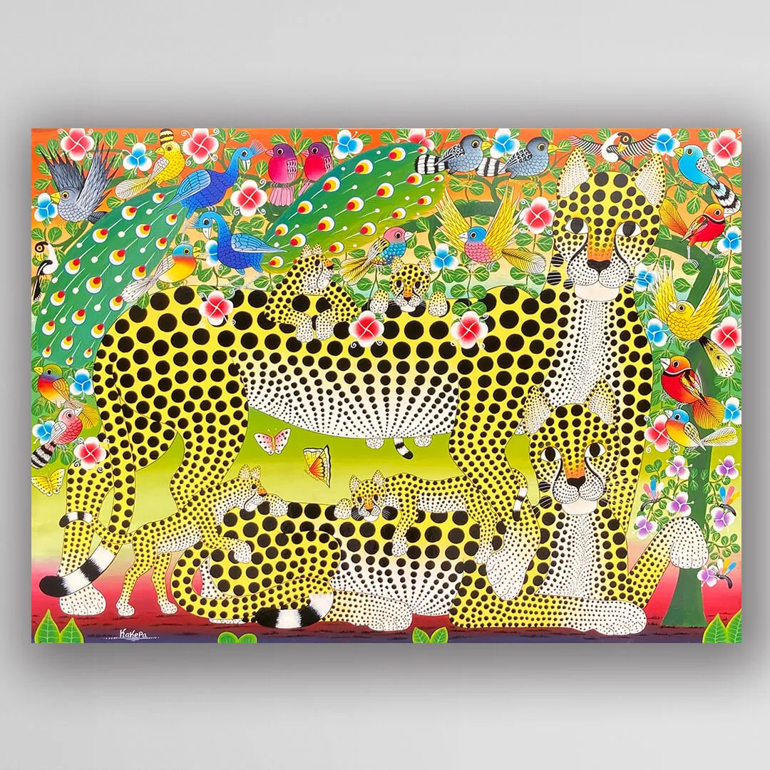 非洲藝術畫作《獵豹之家 V263》坦尚尼亞 tinga tinga 畫家 Kakepa 手繪 - 凡卡藝廊