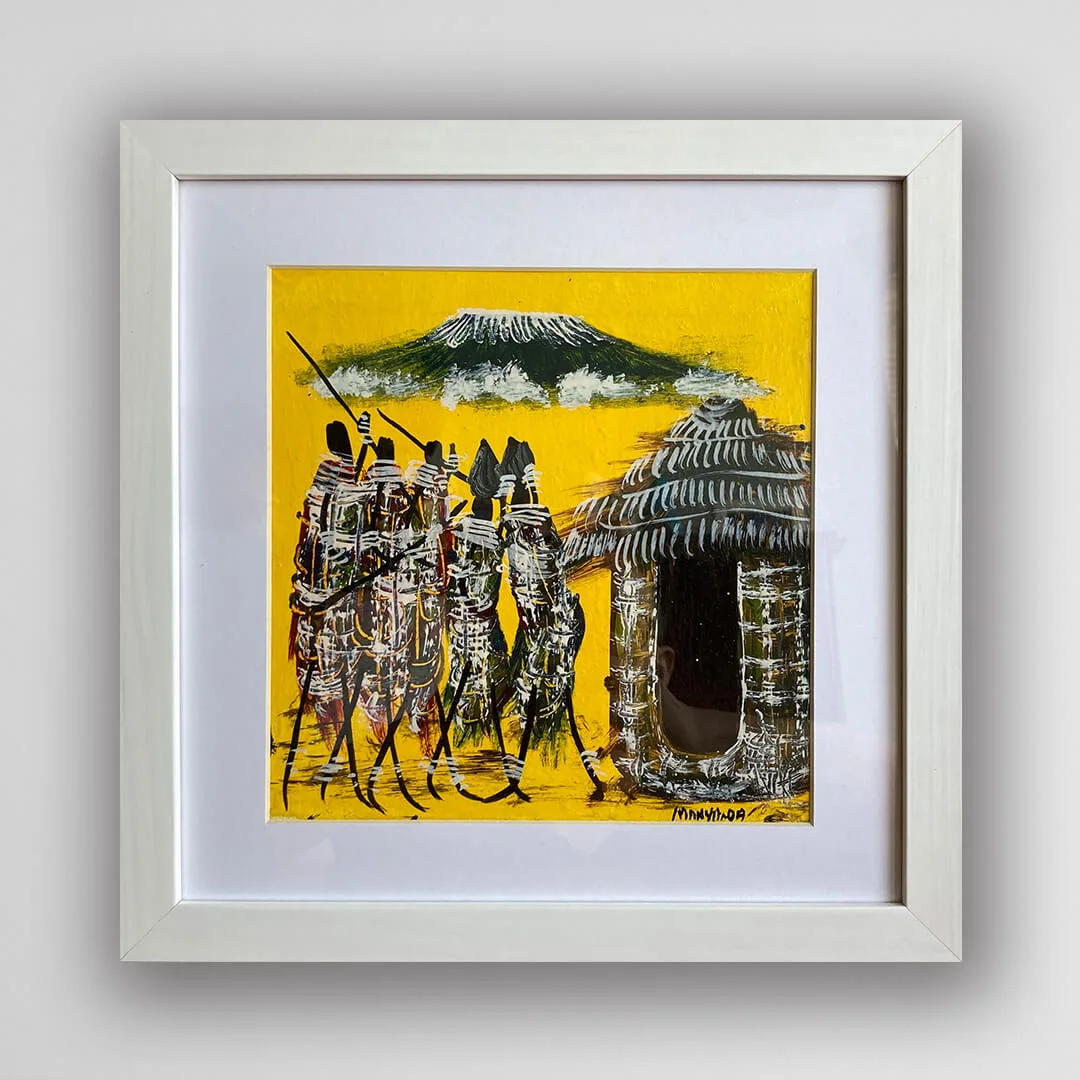 非洲藝術畫作《馬賽家園 V477》坦尚尼亞 tinga tinga 畫家 Mayanga 手繪 - 凡卡藝廊
